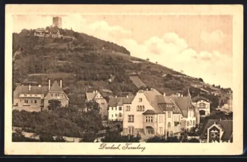 AK Durlach, Teilansicht mit Turmberg