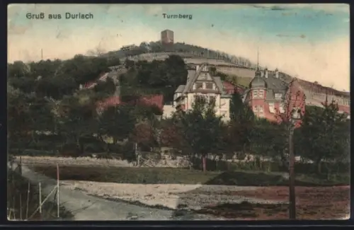 AK Durlach, Turmberg mit Villen