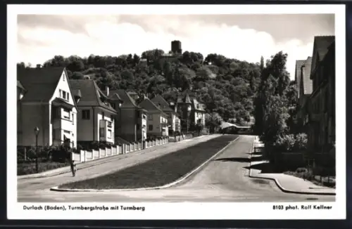AK Durlach (Baden), Turmbergstrasse mit Turmberg
