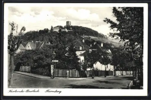 AK Karlsruhe-Durlach, Teilansicht mit Turmberg