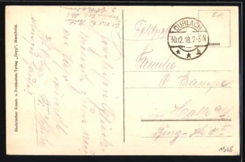 AK Durlach, Turmberg mit Strasse, Villen