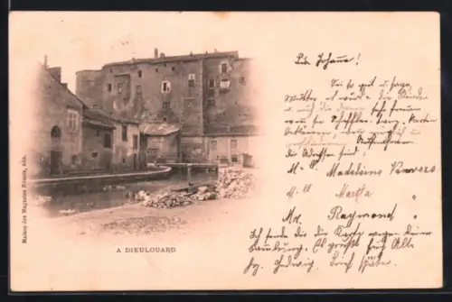 AK Dieulouard, Vue sur le canal et les bâtiments anciens