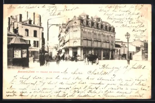 AK Angoulême, Champ de Foire et bâtiments historiques