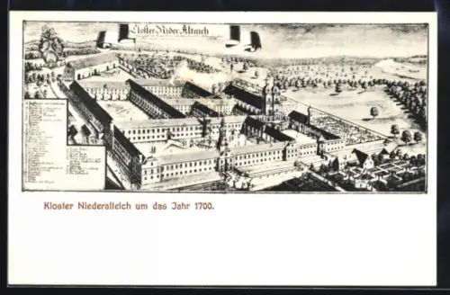 Künstler-AK Niederalteich, Kloster Niederalteich um 1700