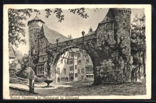 Künstler-AK Michelstadt im Odenwald, Schloss Fürstenau