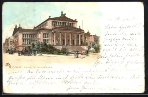 Lithographie Berlin, Königl. Schauspielhaus, Gendarmenmarkt