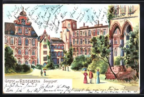 Lithographie Heidelberg, Im Schlosshof