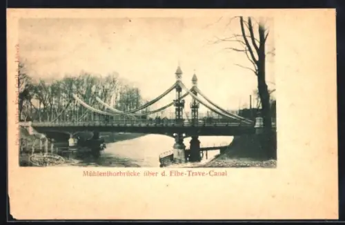 AK Lübeck, Mühlenthorbrücke über den Elbe-Trave-Kanal