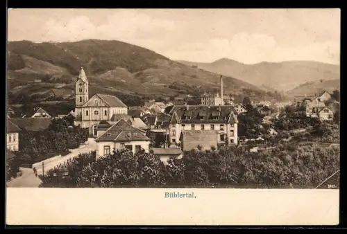 AK Bühl /Bühlertal, Strassenpartie mit Kirche