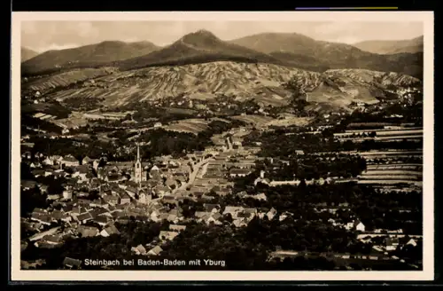 AK Steinbach bei Baden-Baden, Ortsansicht mit Yburg