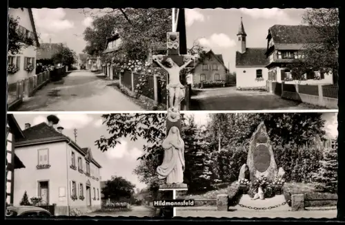 AK Hildmannsfeld /Bühl, Gasthaus zur Blume, Kapelle, Grabmal