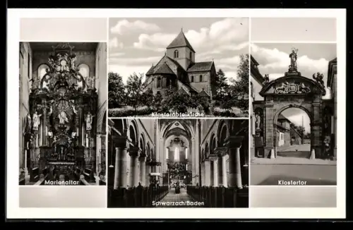 AK Schwarzach /Baden, Klosterabteikirche, Innenansicht, Marienaltar