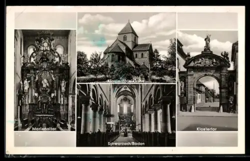 AK Schwarzach /Baden, Klosterabteikirche, Innenansicht, Marienaltar