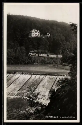 AK Hartenstein, Forsthaus Prinzenhöhle, Stauwehr, Eisenbahn