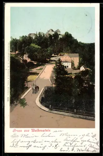 AK Wolkenstein, Blick auf Schloss und Ort