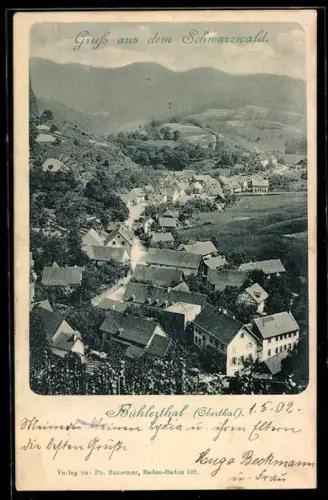 AK Bühlertal /Oberthal, Ortsansicht, Schwarzwald, Berge, Häuser