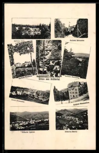 AK Bühlertal, Kurhotel Bärenstein, Kurhaus Hundseck, Ortsansicht