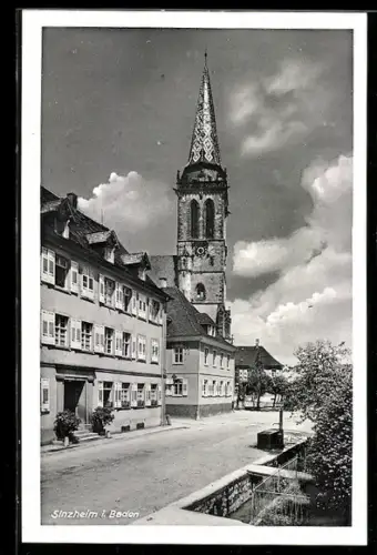 AK Sinzheim i. Baden, Kirche, Strassenansicht