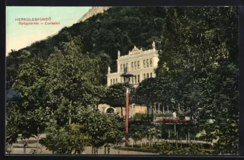 AK Herkulesfürdo, Cursalon mit Gartenanlagen