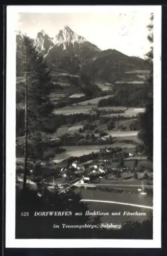 AK Dorfwerfen /Salzburg, Ort mit Hochthron und Fieberhorn, Tennengebirge