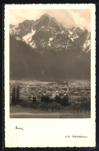 AK Lienz im Pustertal, Panorama mit Ort und Spitzkofelgruppe