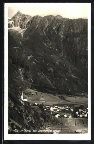 AK Ötz im Ötztal, Ort mit Kirche und Acherkogel