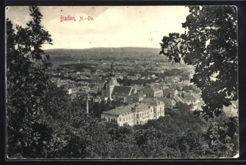AK Baden /N.-Ö., Totalansicht mit Kirche