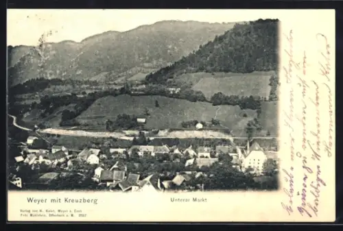 AK Weyer, Unterer Markt mit Kreuzberg