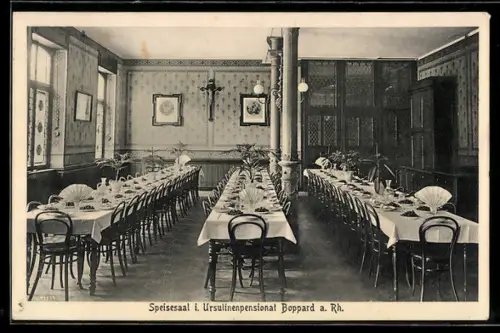 AK Boppard a. Rh., Ursulinenpensionat, Speisesaal, Innenansicht