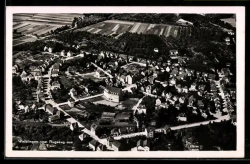 AK Waiblingen, Totale vom Flugzeug aus gesehen