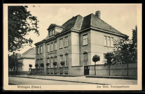 AK Wittingen /Hann., Strasse am Wall mit Kreissparkasse