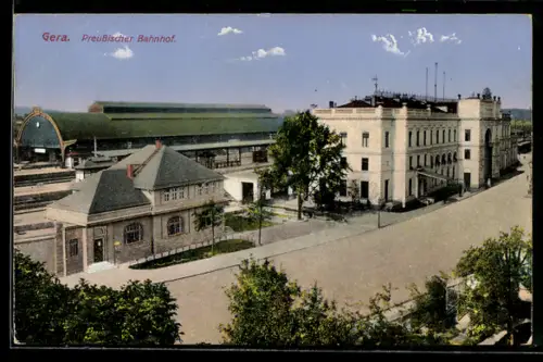 AK Gera, Strassenpartie am Preussischen Bahnhof