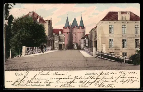 AK Goch, Steintor mit Strassenpartie