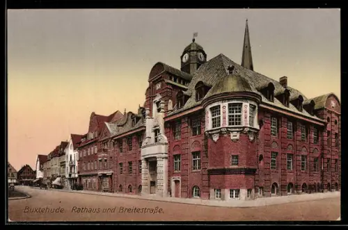 AK Buxtehude, Rathaus und Breitestrasse
