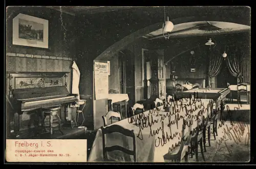 AK Freiberg i. S., Oberjäger-Kasino des K. S. 1. Jäger-Bataillons Nr. 12, Innenansicht