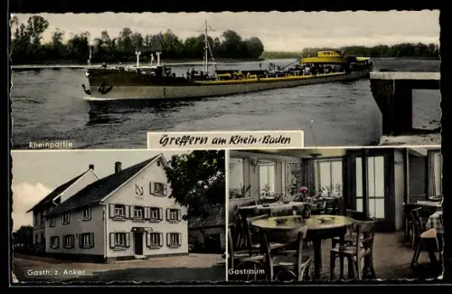 AK Greffern, Rheinpartie, Gasth.z.Anker, Bes.H.Wörther, Gastraum