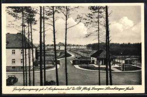 AK Bergen /Lüneburger Heide, Haupteingang zu den Kasernen und Truppenübungsplatz