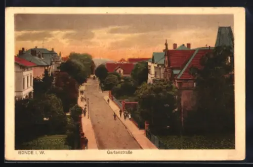 AK Bünde i. W., Gartenstrasse aus der Vogelschau