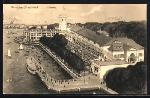 AK Hamburg-Uhlenhorst, Fährhaus aus der Vogelschau