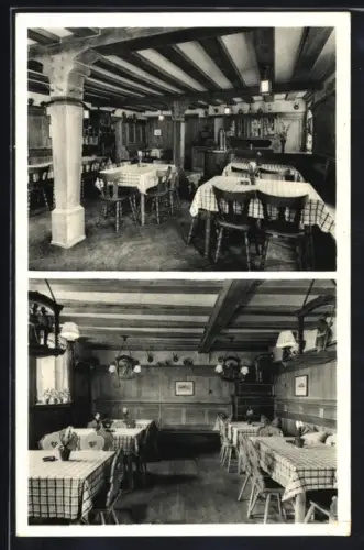 AK Hügelsheim, Interieur des Gasthauses Metzgerei zum Hirsch