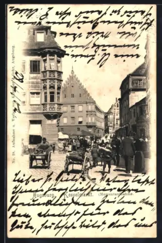 AK Augsburg, Buntes Treiben auf dem Kesselmarkt