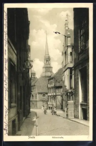 AK Stade, Hökerstrasse mit Kindern