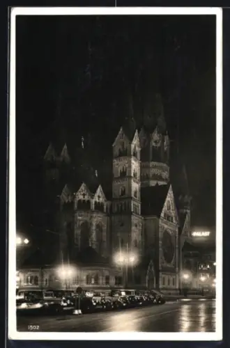 AK Berlin-Charlottenburg, Kaiser Wilhelm-Gedächtniskirche bei Nacht
