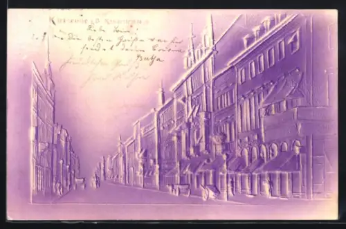 Künstler-AK Karlsruhe i. B., Kaiserstrasse