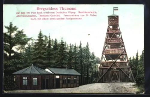 AK Wingst, Gasthaus Bergschloss Thumann, Aussichtsturm auf dem Deutschen Olymp