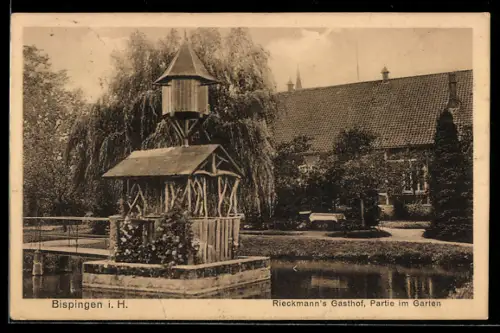 AK Bispingen, Rieckmann`s Gasthof, Partie im Garten