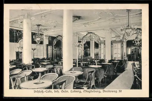 AK Magdeburg, Schloss-Café, Breiteweg 30, Innenansicht