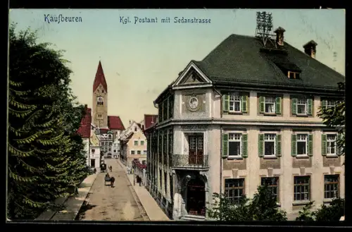 AK Kaufbeuren, Königliches Postamt mit Sedanstrasse