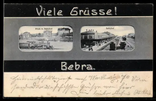 AK Bebra, Ansicht des Bahnhofs, Teilansicht vom Bahnhof aus