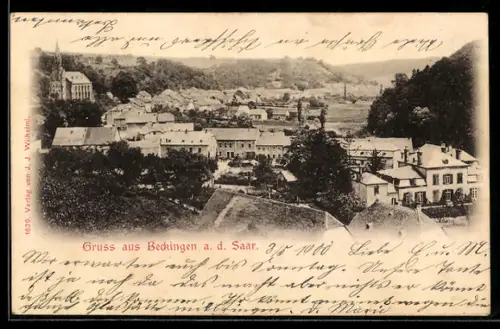 AK Beckingen a. d. Saar, Teilansicht mit Kirche